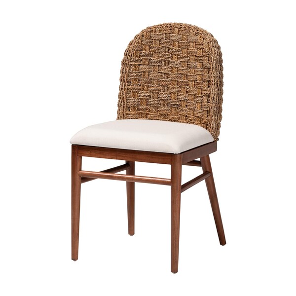 Baxton Studio bali & pari Denver Modern Bohemian Walnut Brown Finished Acacia Wood and Seagrass Dining Chair 239-13364-ZORO - main