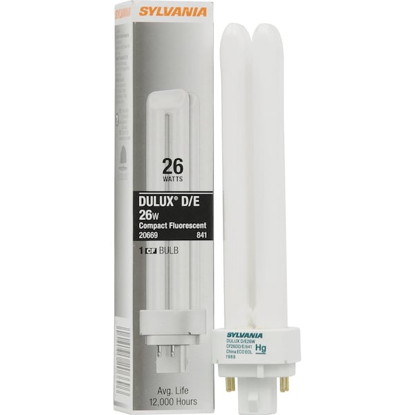 Ledvance/ Sylvania DULUX 26W double CFL w/ 4-pin base, 4100K color temp, 82 CRI, for use with electronic and dimming CF26DD/E/841/ECO/20669 - main