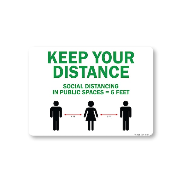 Signmission PSA, Keep Your Distance Social Distance In Public Places, 24in X 18in Decal, OS-NS-D-1824-25454 OS-NS-D-1824-25454 - main