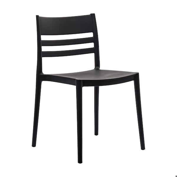 Flash Furniture Bridgeport Indoor-Outdoor Stacking Patio Chair w/Slatted Backrest, All-Weather Resin Chair, Black DHF-317-APP-BLK-GG - main