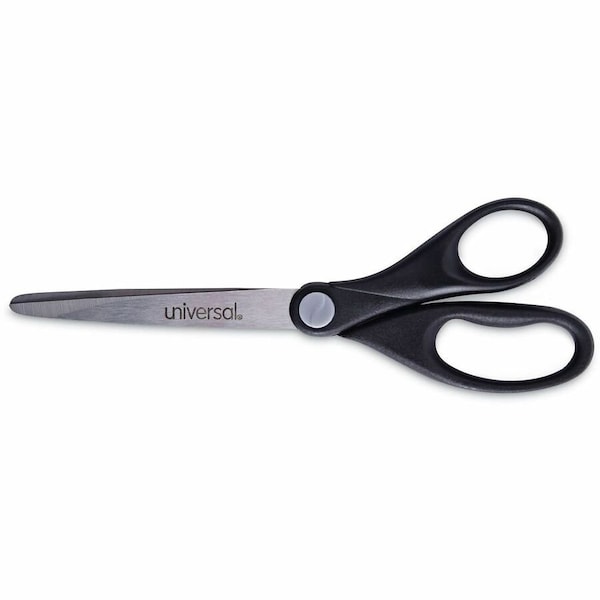 Universal Economy Scissors, 7" Length, Straight Handle, Stainless Steel, Black UNV92008*** - main