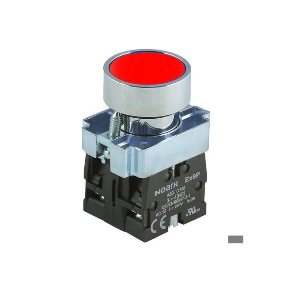 Noark Push-button - Ex9PB - 1200027 - Momentary - Round Flat - Red - 1NO+1NC EX9PBA45 - main