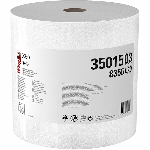 Wypall WypAll General Clean X50 Cleaning Cloths (35015), Strong For Extended Use, Jumbo Roll, White 35015 - main