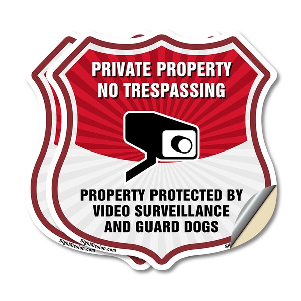 Signmission Private Property Shield Sign No Trespass, 12 inch X 12 inch, Vinyl Decal, 2PK SHI-D-2PACK-12-443 - main