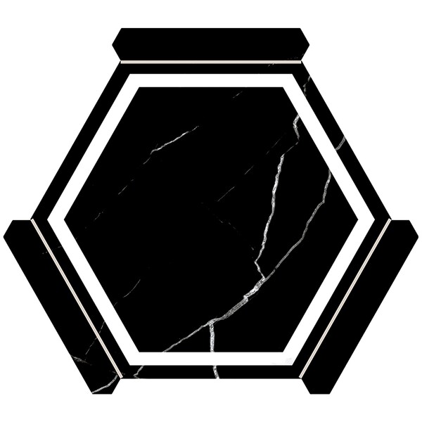 Apollo Tile Aureole 8.66 in. x 9.84 in. Matte Black and White Porcelain Hexagon Wall and Floor Tile (8.07 sq ft/case) - 18 Sheets APLENC88NITA - main
