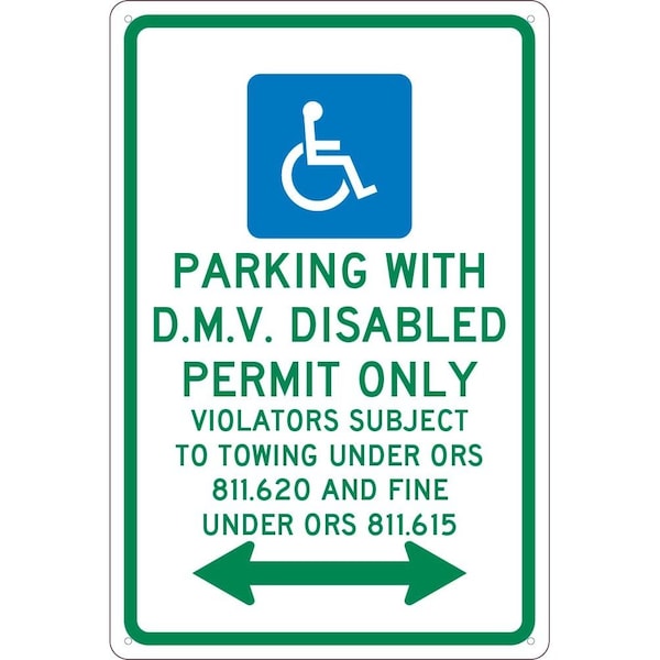 Nmc State Handicapped Reserved Parking Sign Oregon, TMS332G TMS332G - main