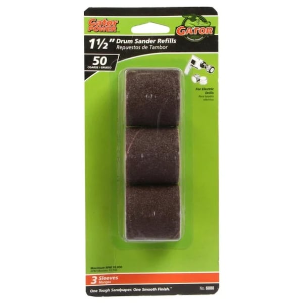 Gator Finishing 1.5 x 1.5 in. Drum Sander Refills, 50 Grit, 3PK 6088GA - main