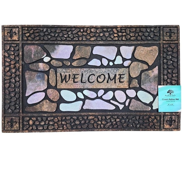 Fanmats Floor Mat, 30 in L, 18 in W, Pebble Pattern, Rubber Surface, Multi-Color 58781 - main