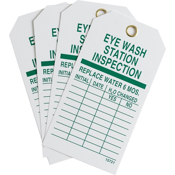 Brady Tag EYEWASH STATION INSPECTION Polyester 5.75 x 3 Green on White 5/PK, 5PK 15380 - main