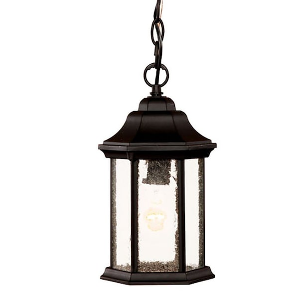 Homeroots Antique Black Textured Glass Lantern Hanging Light 399189 - main