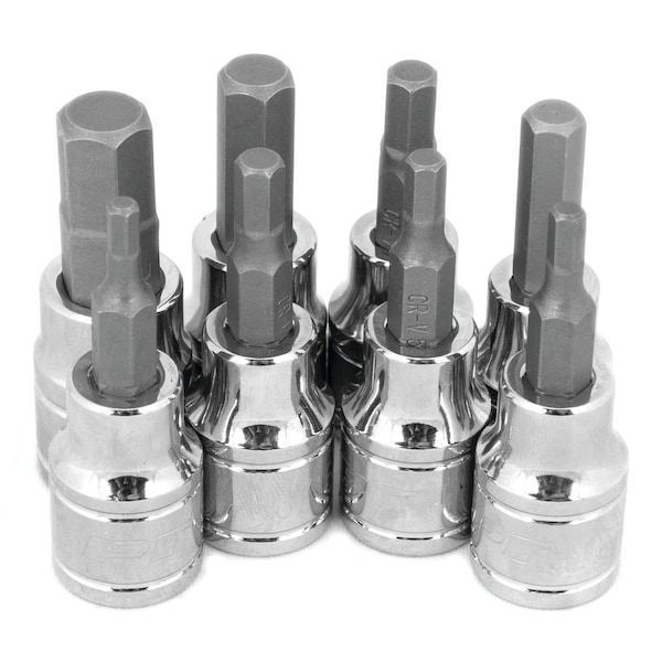 Performance Tool 8 pc. 3/8 in. Dr. SAE Hex Bit Set, Chrome Vanadium, Corrosion Resistant W38870 - main