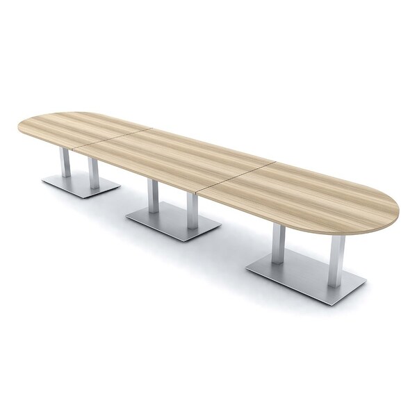 Skutchi Designs Racetrack Conference Table With Power Unit, 48 in W, 192 in L, Brown HAR-RAC-48X192-DOU-K525-NA - main