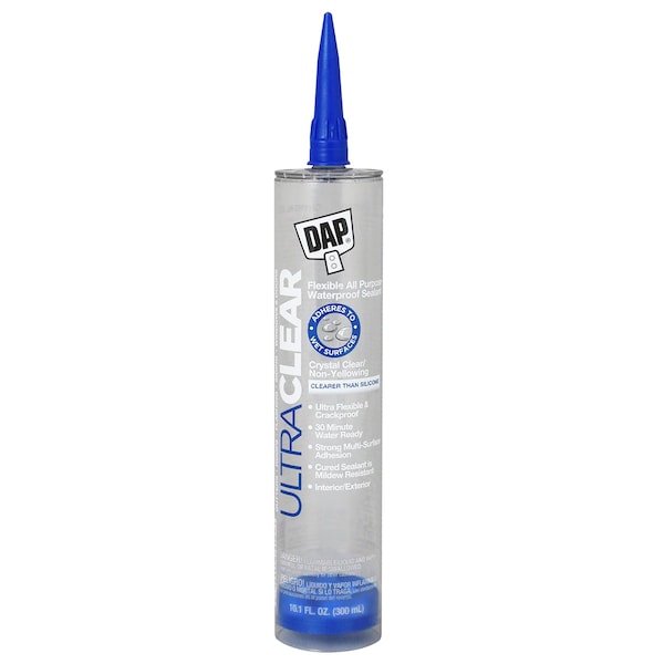 Dap Hybrid Sealant, 10 oz, Cartridge, Clear, Hybrid Base, Ultra Clear 7079818388 - main
