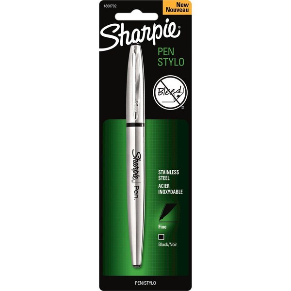 Sharpie Stainless Steel Pen - Fine Pen Point - Refillable - Black Ink - Stainless Steel Stainless Steel, 6PK 1800702 - main