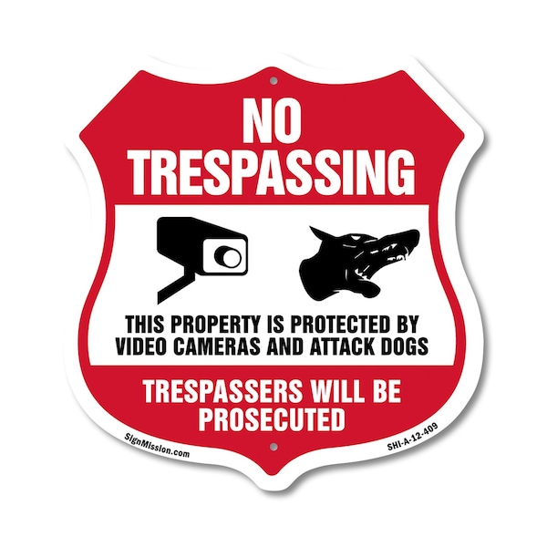Signmission No Trespassing Shield Sign This Property, 12 Inch X 12 Inch, Aluminum Metal Sign SHI-A-12-409 - main