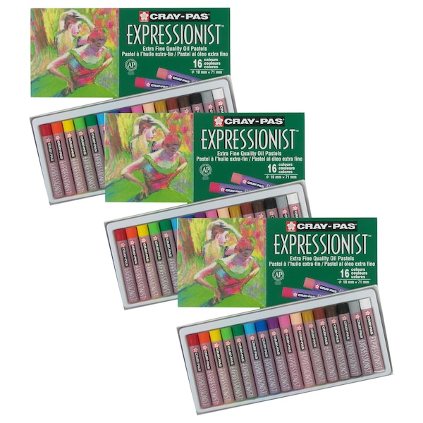 Sakura Cray-Pas Expressionist Oil Pastels, Assorted Colors, 16-Piece Set, 3PK XLP16 - main