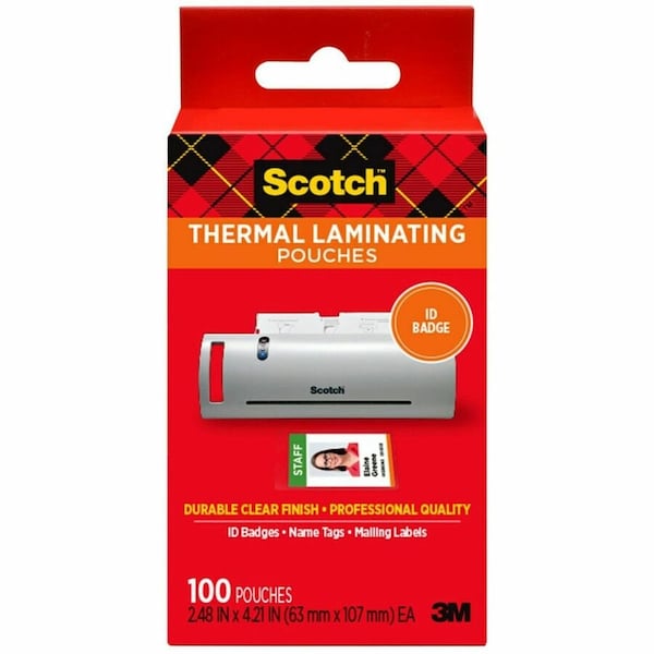 Scotch Pouch, Thermal, Badge, Clear, PK100 TP5852100 - main
