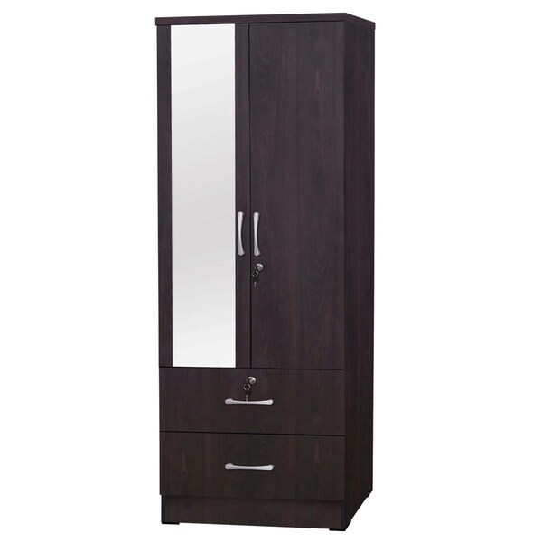 Better Home Products Grace Armoire Wardrobe Cabinet with Mirror & Drawers, Tobacco NW108-M-TOB - main