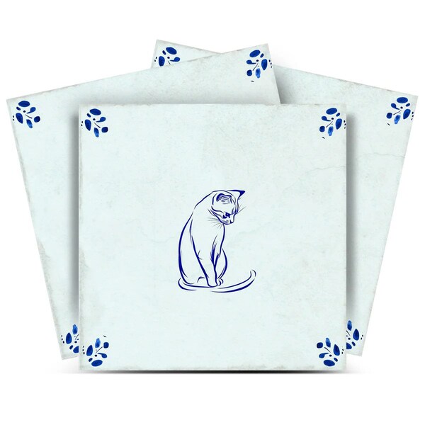 Homeroots 7" x 7" Blue Vinyl Arabesque Peel And Stick Removable Tiles 606488 - main