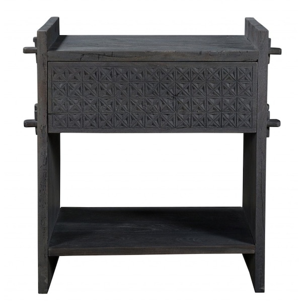 Homeroots 26" Dark Gray One Drawer Nightstand 488762 - main