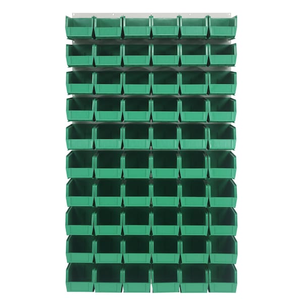 Quantum Storage Systems 36X61 HC LOUVERED PANEL W/60 BINS GREEN QLP-3661HC-230-60GN - main