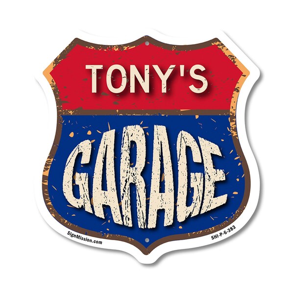 Signmission Tony's Garage, 6 Inch X 6 Inch, Plastic Sign SHI-P-6-383-TONY - main