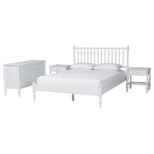 Baxton Studio Denita Bedroom Set, White, Full 271-14734-14743-14739-14739-ZORO - main