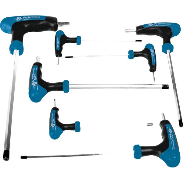 Perform Tool Allen Wrench With 25 mm/ 3 mm/ 4 mm/ 5 mm/ 6 mm/ 8 mm/ 10 mm; THandle Hex Key; Chrome Plated W1712 - main