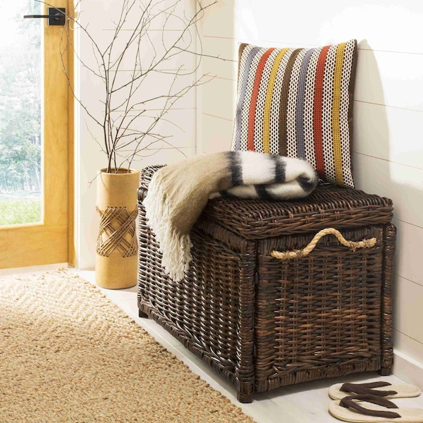 Happimess Jacob 30.7in Hand-Woven Wicker Storage Trunk, Brown HPM9003A - main