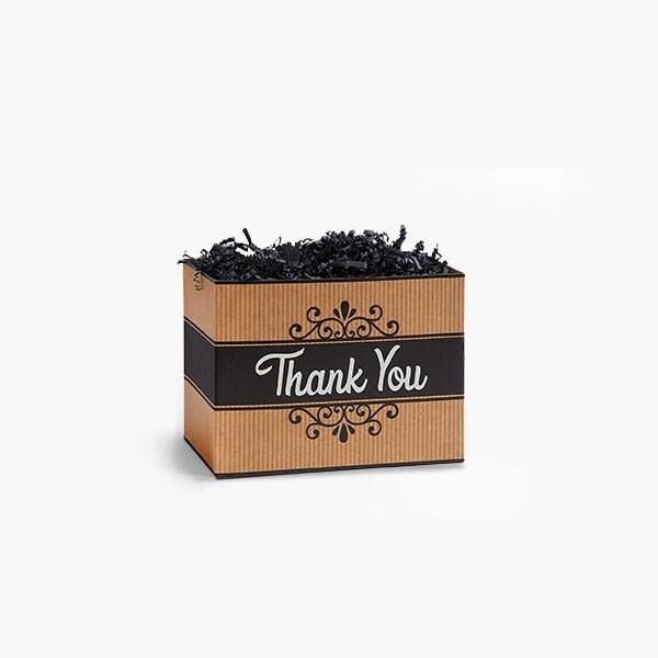 Nashville Wraps Thank You Kraft Stripes Basket Box, Small 6.75x4x5, 6PK TYKS - main