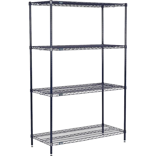 Global Industrial Nexel 4 Shelf, Nexelon Blue Wire Shelving Unit, Starter, 54"W x 18"D x 54"H B969765 - main