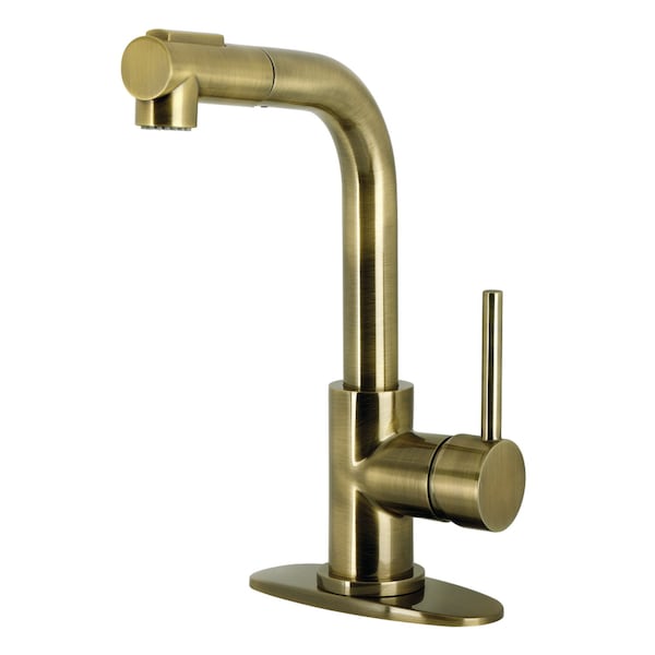 Kingston Brass Single-Handle Pull-Out Bar Faucet, Antique Brass LS241DLAB - main