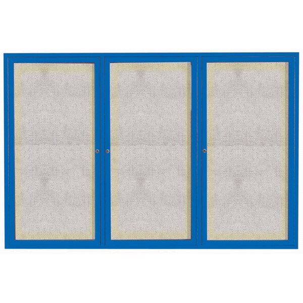 Aarco Outdoor Illuminated Enclosed Bulletin Board w/ Al Frame, Powder Coated Blue, 48''Hx72''W ODCC4872-3RIB - main