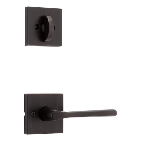 Kwikset Lisbon Lever with Square Rose Interior Single Cylinder Handleset Trim for Both 800 and 687 966LSLSQT-11P.UNIV - main