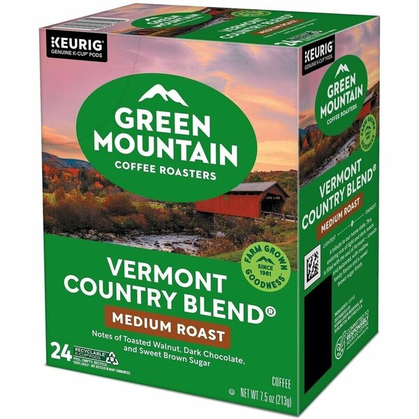 Green Mountain Coffee Coffee, Vermont Country Blend, Pod, Caffeinated, Ground, 7.44 oz, 24 PK 6602 - main