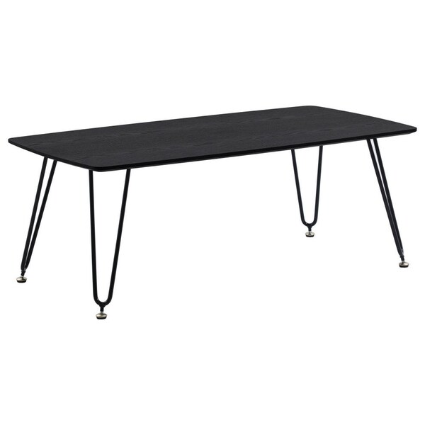 Leisuremod Elmwood Modern Wood Top Coffee Table with Iron Base, Black ET47BL - main