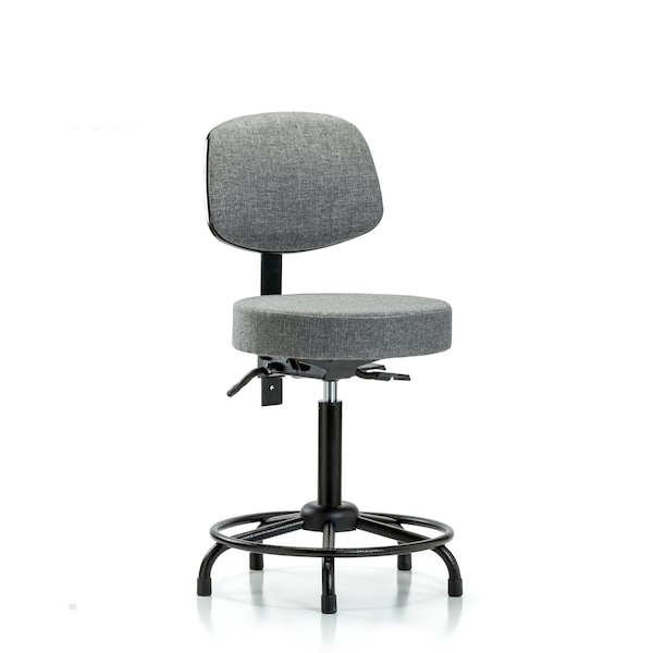 Blue Ridge Ergonomics Rutledge Fab Stool with Back - Med Bench Height with Round Tube Base and Stat Glides in Gray Fab BR-FMBST-RT-T0-RG-F44 - main