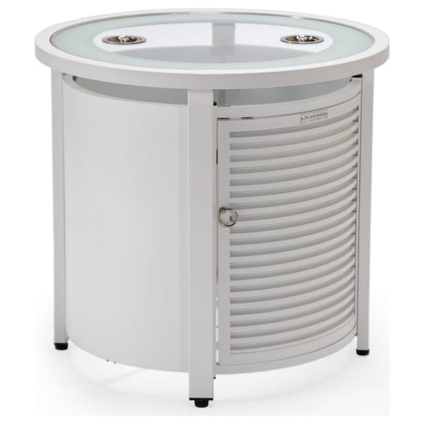 Leisuremod Walbrooke White Patio Round Tank Holder with Slats Design, White WHS24W - main