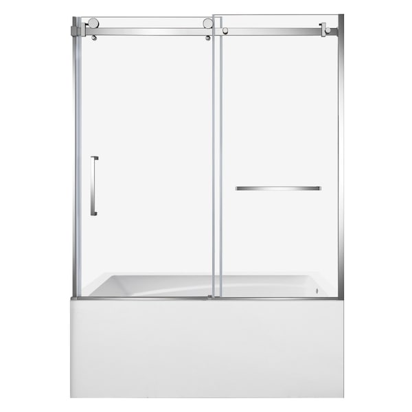 Kingston Brass 60" Acrylic Anti-Skid Alcove Right-Hand Drain Tub with Left Sliding Tub Door, White/Polished Chrome KVTAM6032R22D1 - main