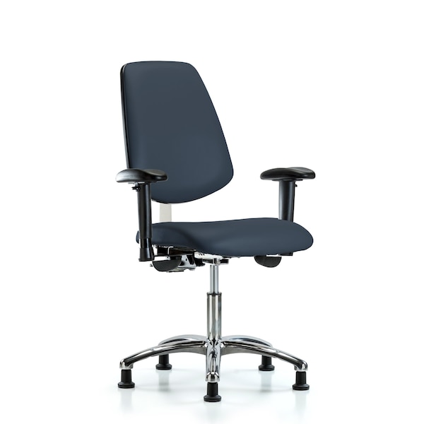 Blue Ridge Ergonomics Clean Room Chair Vin Desk Chair, Med, Bk, Gld, Nav, CL100, Adjustable Arms, 18" to 23" Height, Vinyl BR-NCR-VDHCH-MB-CR-T0-A1-RG-8582 - main