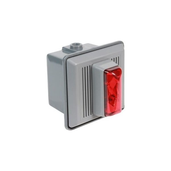 Edwards Signaling Horn Strobe, Horn, Continuous, 120V AC, 90 dB, Thermoplastic, Gray Housing, Red Lens, Surface Mount 868STRR-N5 - main