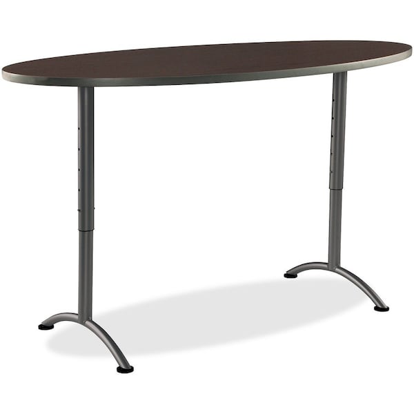Iceberg ARC Oval Adjustable Height Sit-to-Stand Table, Grey Walnut Top, 36 in W x 72 in L 69624 - main