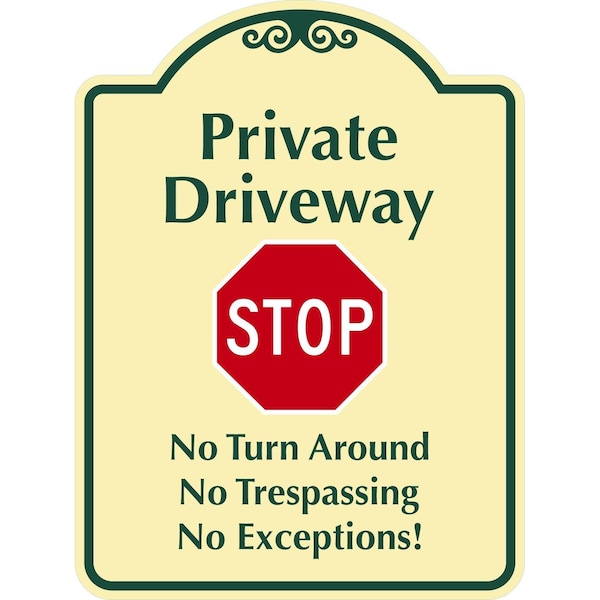 Lyle Private Driveway No Turn Around No Trespassing No, 12x18, Engineer Grade, Tan G-2446-EG_12x18 - main