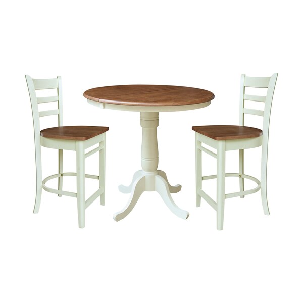 Whitewood Industries Rectangular Fixed Top Extension Pedestal Dining Table W/ 2 Counter Height Stools, 36 in W, 48 in H K79-36RXT-6B-S6172-2 - main