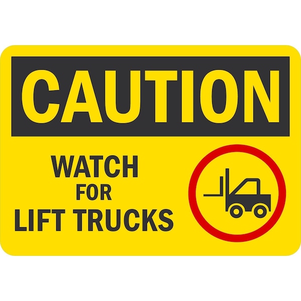 Lyle Caution Watch For Forklifts (W/Sym), 10x7, Non-Reflective, Yellow G-1901-PL_10x7 - main
