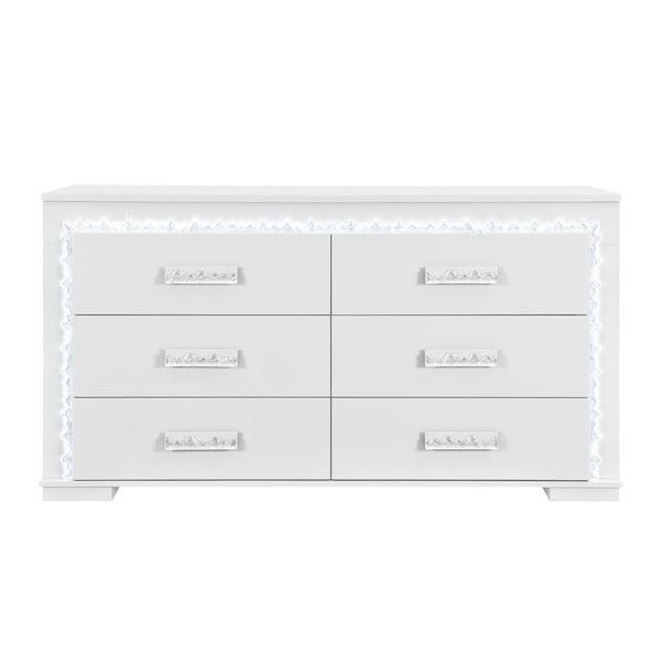 Global Furniture Usa Contemporary Naomi Silver Marble Dresser With Led NAOMI-SILVER MARBLE-DR W/ LED - main
