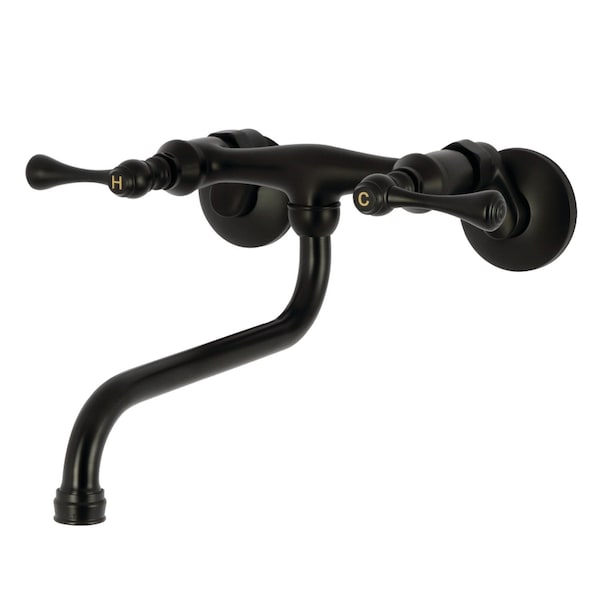 Kingston Brass Double-Handle Wall Mount Bathroom Faucet, Matte Black KS315MB - main