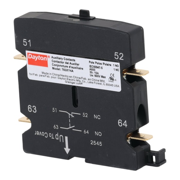 Dayton Auxiliary Contact, 1NO/1NC, 10 A 783XY4 - main
