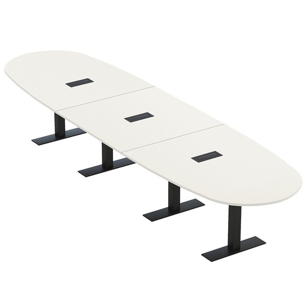 Skutchi Designs 16 Person Conference Table With Power Unit | 16' Boval Table | Harmony Series HAR-BOVL-48X192-T.BK-W960-EBLK - main