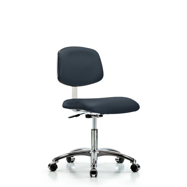 Blue Ridge Ergonomics Clean Room Chair Desk Chair, Vinyl, Chrm, Casters, Navy, CL10, 18" to 23" Height, Vinyl, Imperial Blue BR-CLR-VDHCH-CR-CC-8582 - main